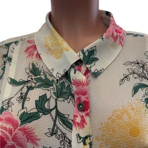 Floral Button-Up Blouse - Multicolor